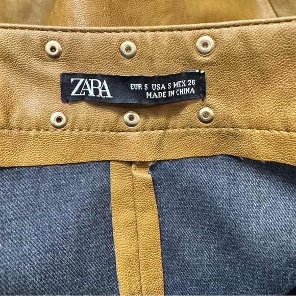 Zara Faux Leather A line Skirt Tan size S - Picture 4 of 6